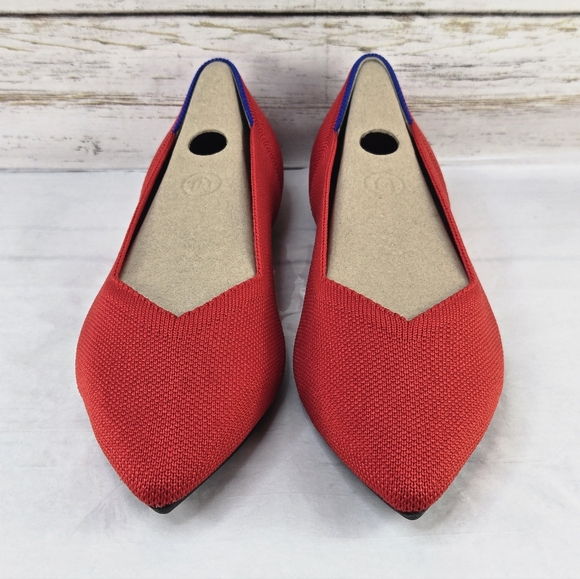 Rothy's Ballet Flats Pointed Toe Bright Red Women's Size 8.5 - Picture 2 of 14